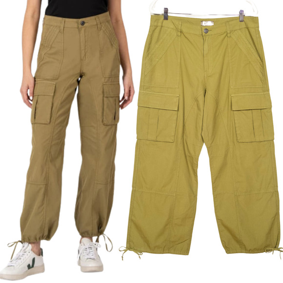 KUT FROM THE KLOTH Olive Erika Mid Rise Utility Cargo Pant Cinched Women's 12 - Picture 1 of 5
